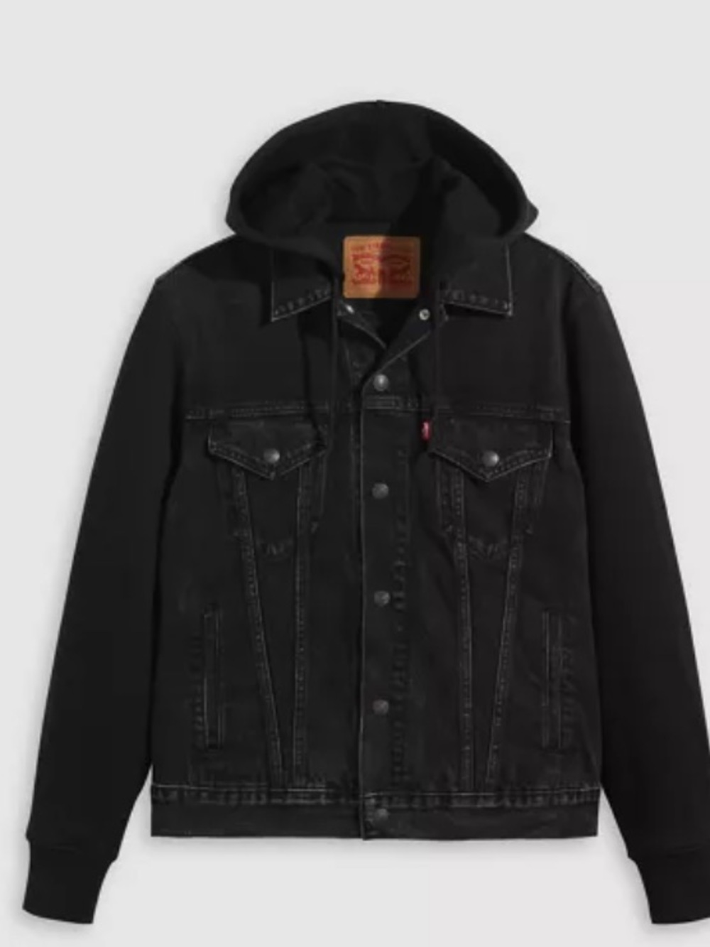 Levi Black Hooded Denim Jacket